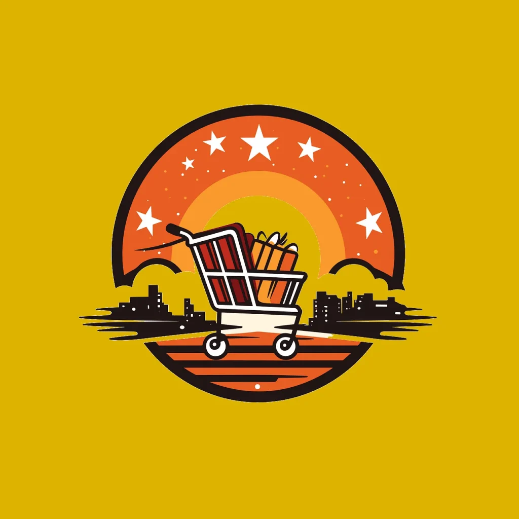 A shoppingcart with a golden background